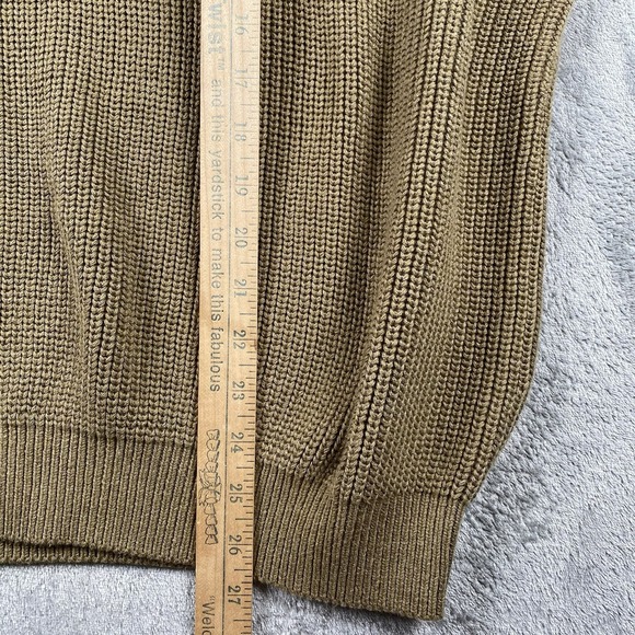 Orvis Sweater Mens Size L Tan Military Commando Shawl Collar Button Elbow Patch - Picture 12 of 13